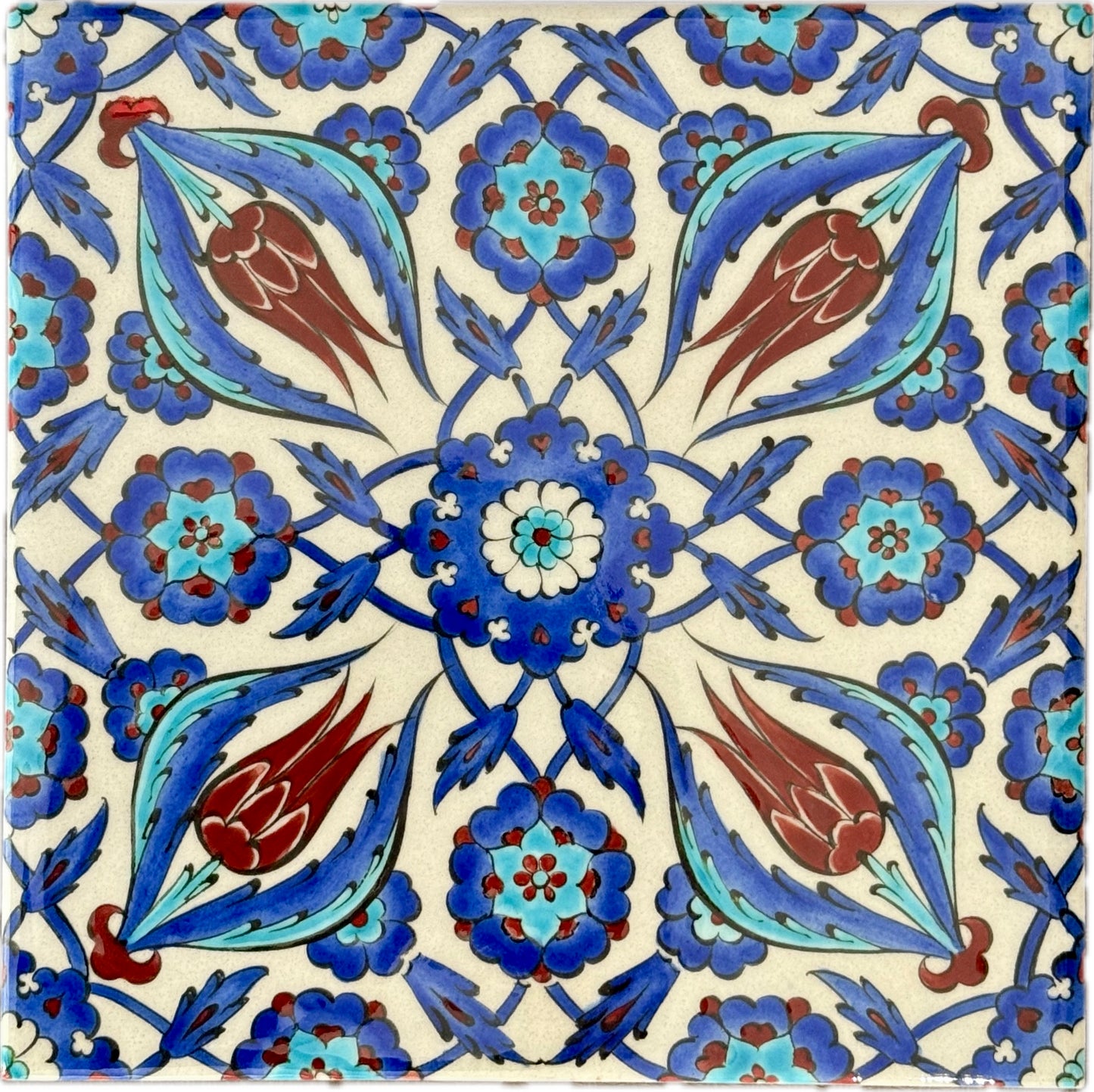 Original Iznik Tile from Rustem Pasha Mosque – Tulip & Floral Motif