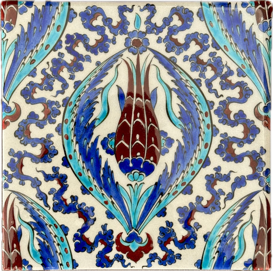 Original Iznik Tile from Rustem Pasha Mosque – Tulip & Cloud Motif
