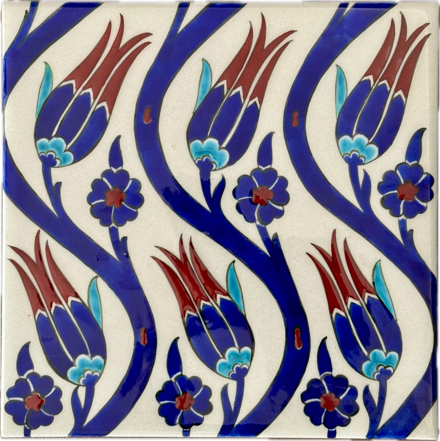 Original Iznik Tile from Rustem Pasha Mosque – Repeating Tulip Pattern