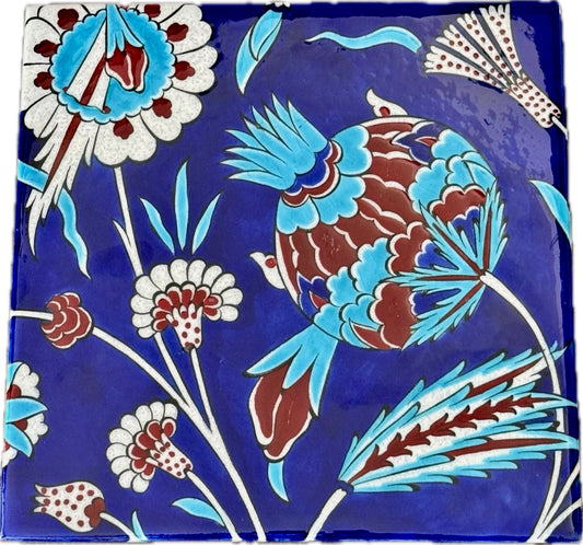 Original Iznik Tile from Rustem Pasha Mosque – Pomegranate & Floral Motif
